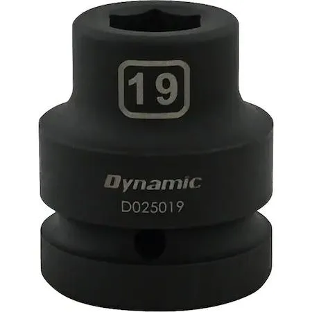 19mm 1-inch drive socket, black phosphate finish, six-point, laser-etched size marking
