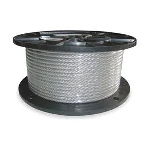 Coiled galvanized steel wire rope, 500 ft length, silver finish