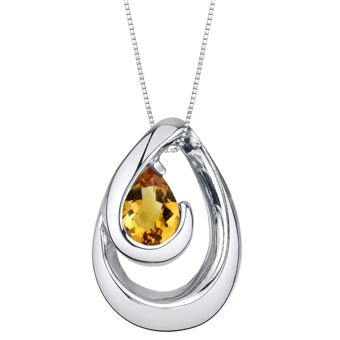 Oravo Oravo Citrine Sterling Silver Wave Pendant Necklace 18" .5 ct 925 — product photo