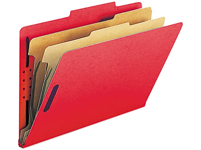 Smead Smead 19031 Pressboard Classification File Folder Legal Six-Section Bright Red 10/Box — product photo
