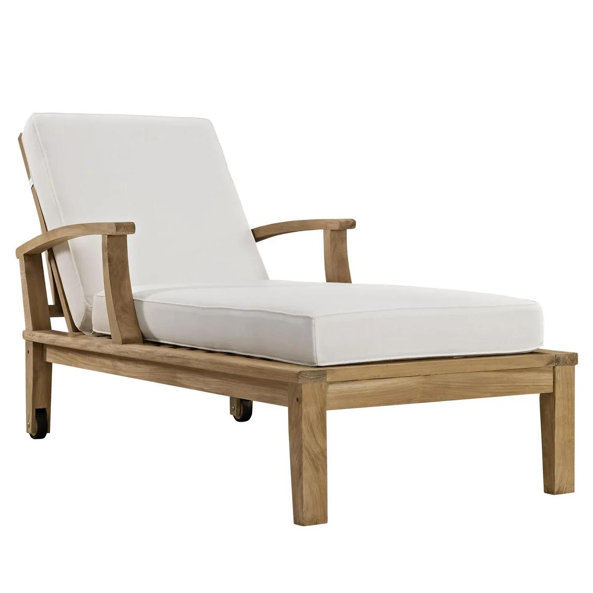 Modway Furniture Modway Furniture Marina Teak Single Chaise Natural White 76"L x 29.5"W x 12.5"H — product photo