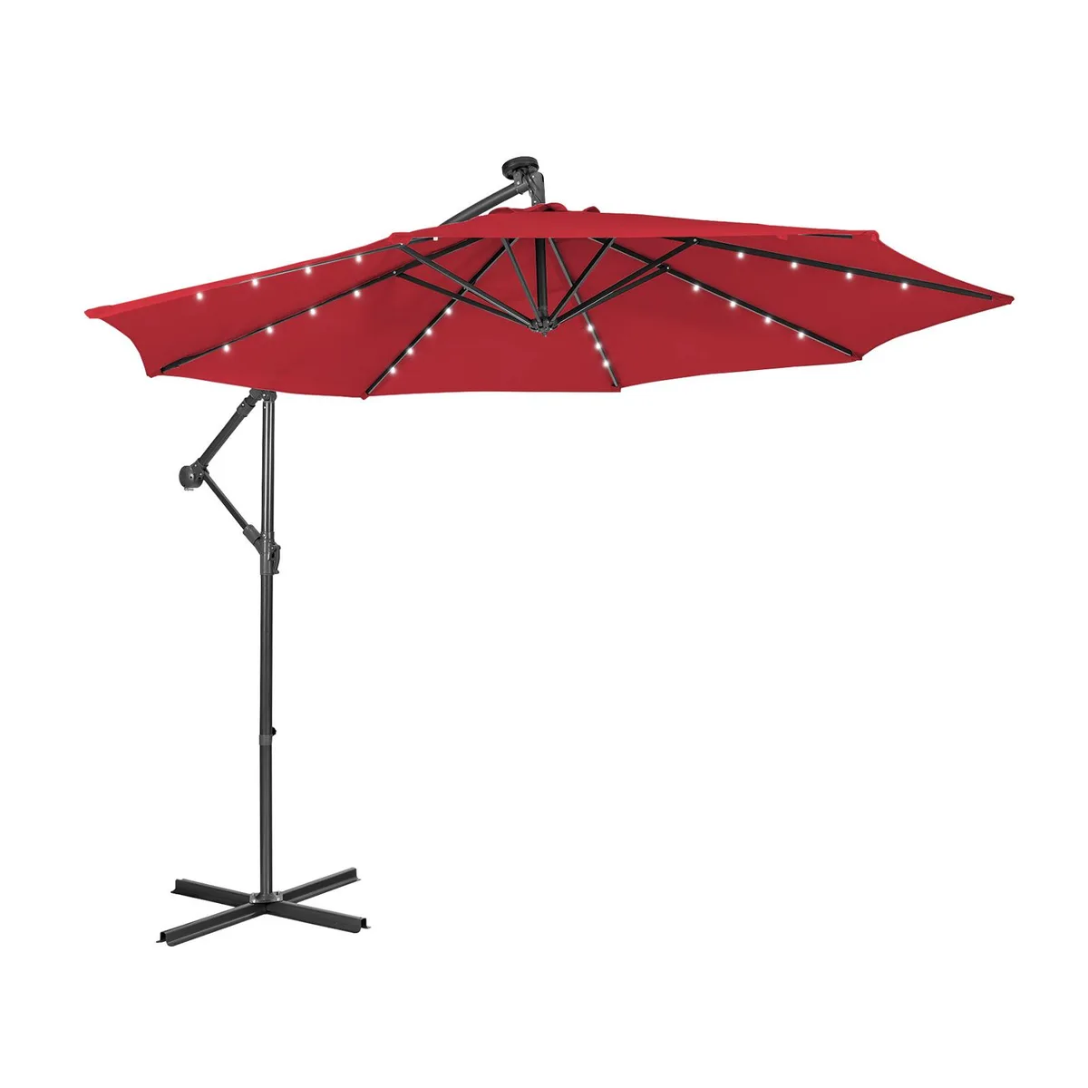 SlickBlue SlickBlue 10 ft Patio Solar Cantilever Umbrella Red 32 LED — product photo