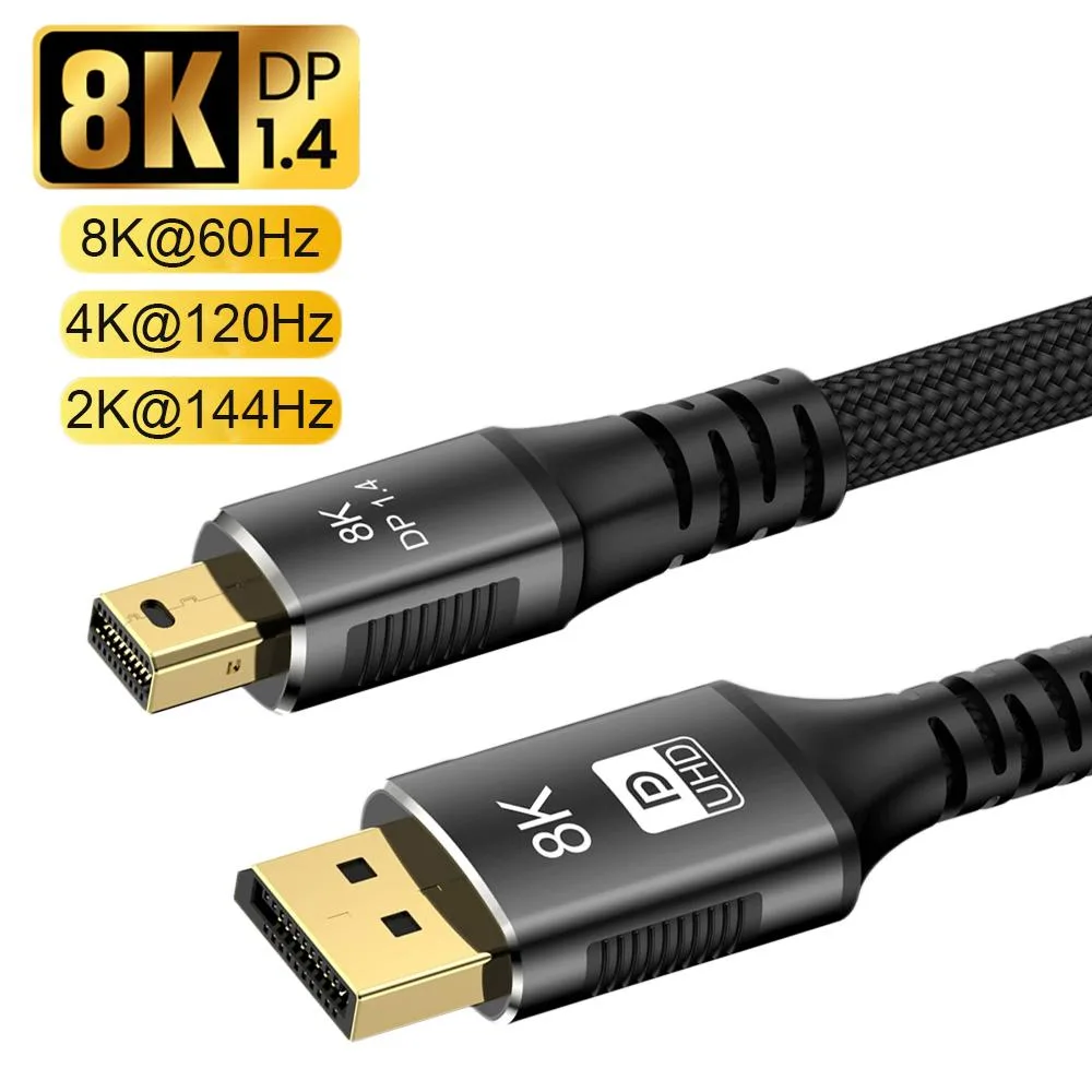 Jansicotek Jansicotek TJ-TDP10 Mini DP to DisplayPort 1.4 cable 6.6 ft 8K@60Hz 4K@144Hz 32.4 Gbps — product photo