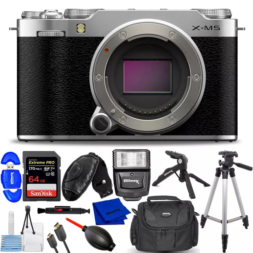 FUJIFILM FUJIFILM X-M5 Silver 12PC Accessory Bundle compact mirrorless camera — product photo