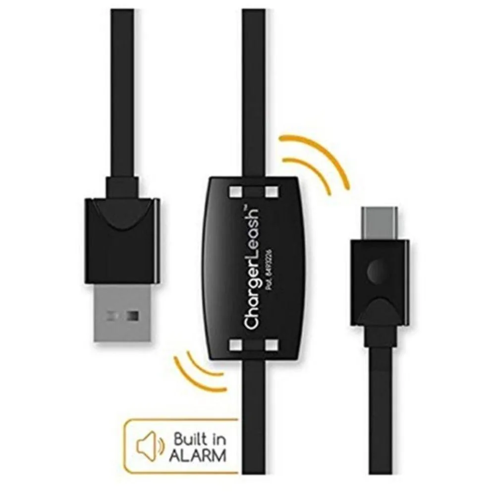 Flat 6ft USB-A to Micro-USB cable with built-in alarm unit