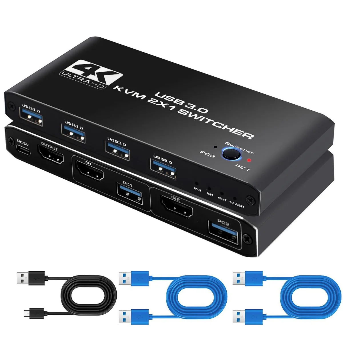 WRIARICH WRIARICH 2 Port HDMI KVM Switch 4K@60Hz 4 USB 3.0 — product photo
