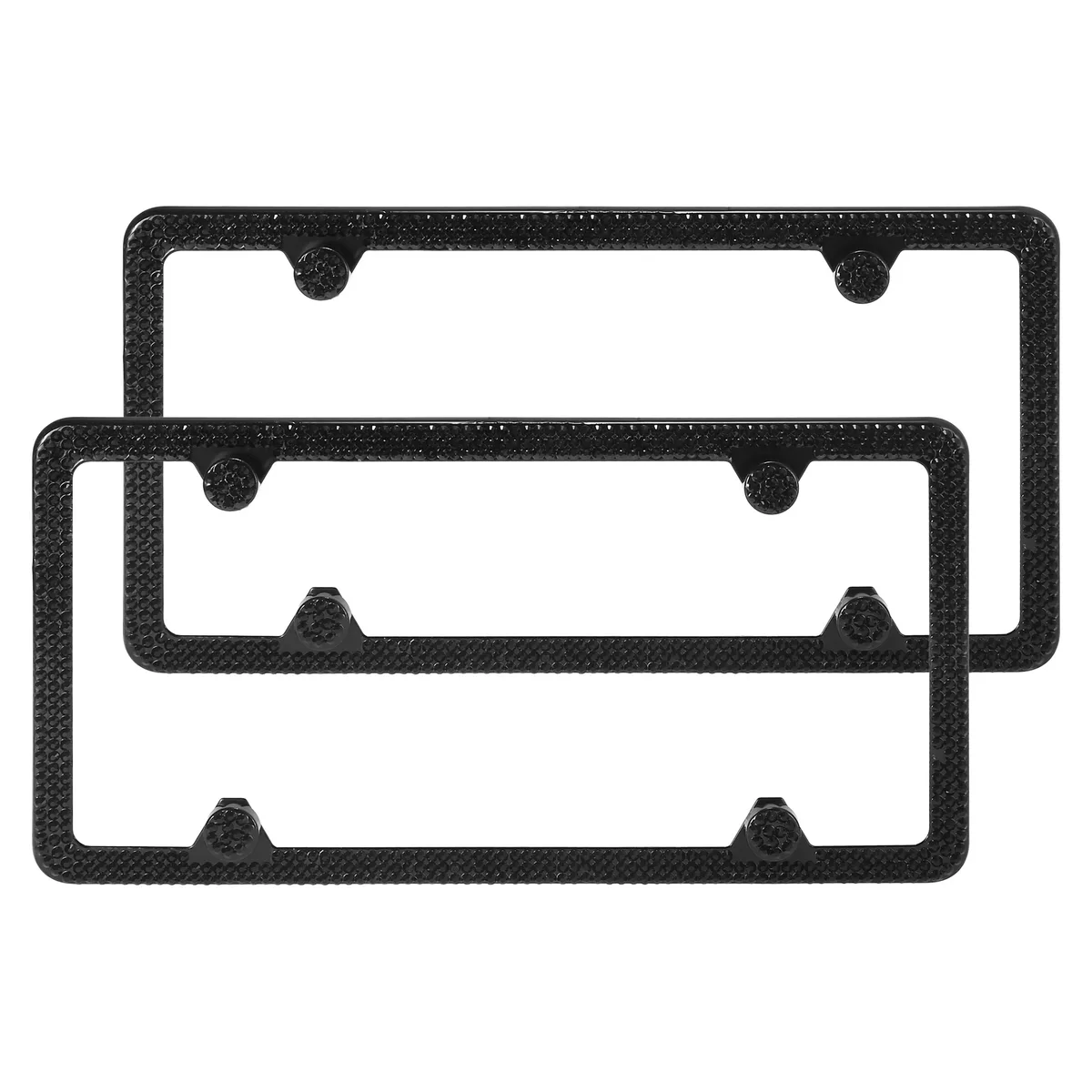 Unique-Bargains Unique-Bargains Rhinestone License Plate Frame Black 2pcs — product photo