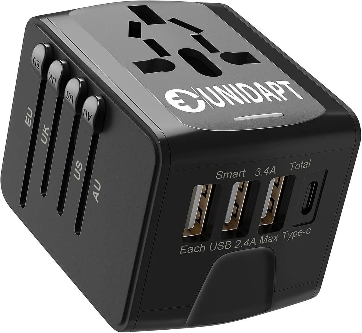  Unidapt SL-199-4U USB Charger 3 USB-A 1 Type-C Black — product photo