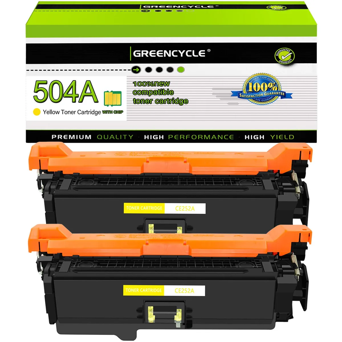 GREENCYCLE GREENCYCLE 504A CE252A Yellow Toner Cartridge 2 Pack — product photo