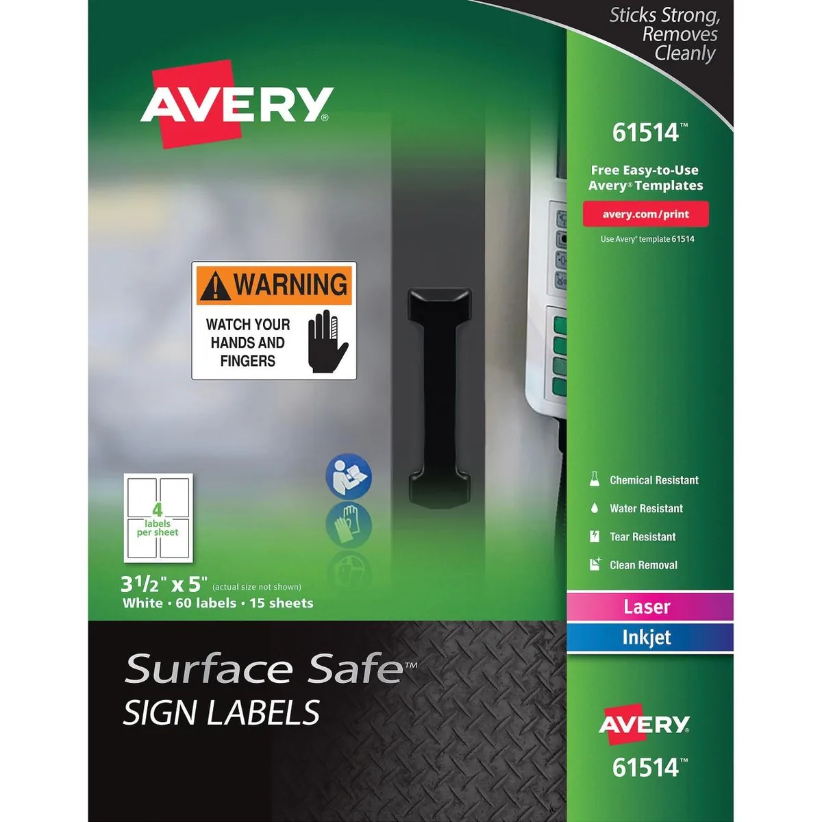 Avery Avery 61514 Surface Safe Sign Labels White 60 Pack — product photo