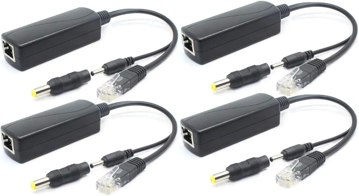 KINGARD KINGARD 4-Pack 5V PoE Splitter 48V to 5V 2.4A 3.5mm 5.5mm — product photo
