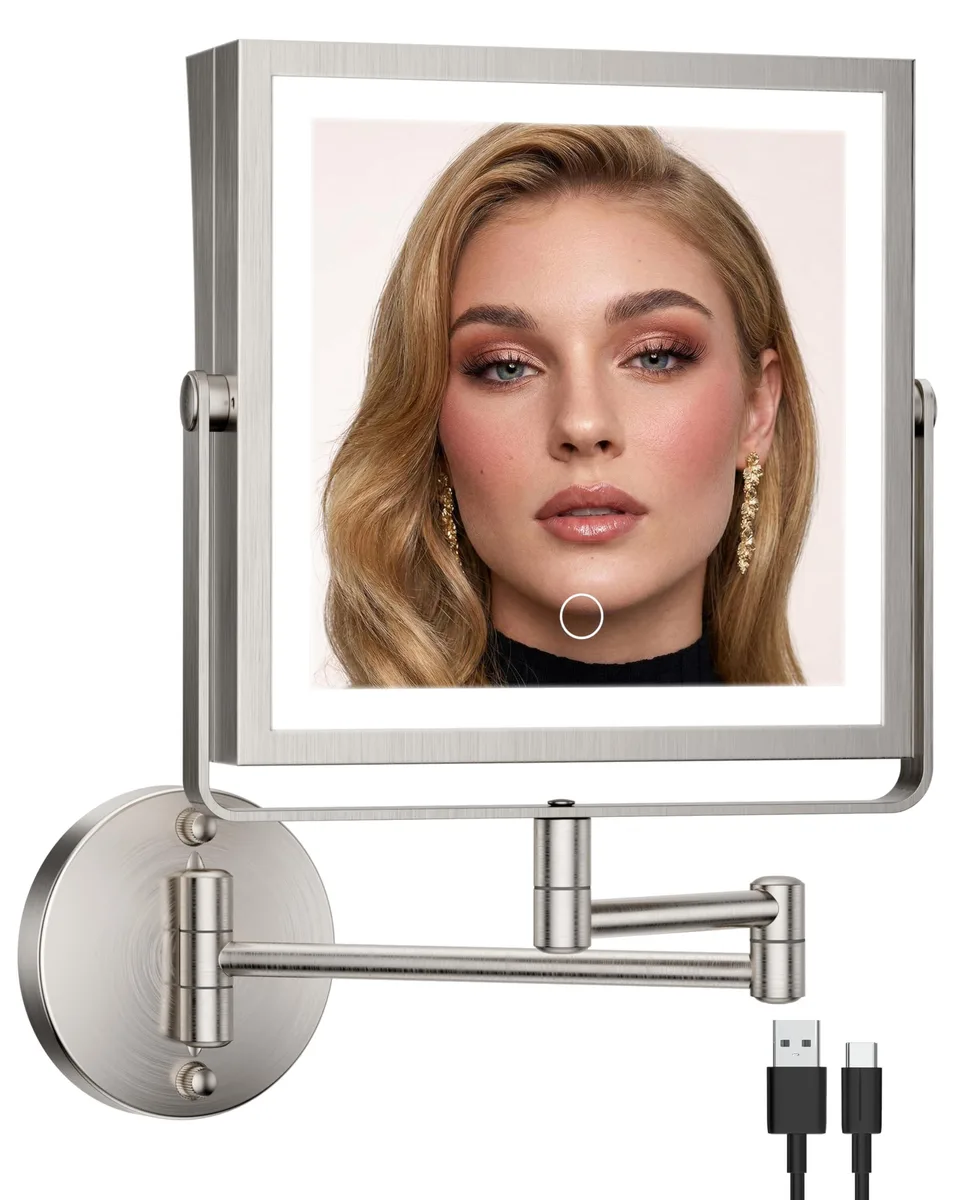  WZKALY 280Y-N 13" 1X/10X Rechargeable Mirror Brushed Nickel — product photo