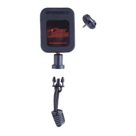 Compact black mic retractor with 20 in stainless steel cord and threaded stud