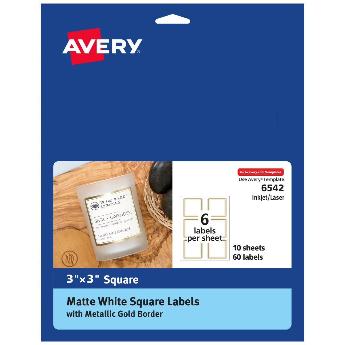 Avery Avery 6542 Gold Border Labels 3" Square 60ct — product photo