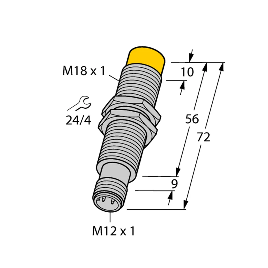 Turck Turck NI10-M18E-LIU-H1141 inductive sensor M18 10…30 VDC 0…10 V 0…20 mA M12 connector 57 g — product photo