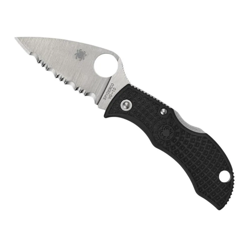 Spyderco Spyderco Manbug Folding Knife Leaf Serrated VG-10 Black — product photo