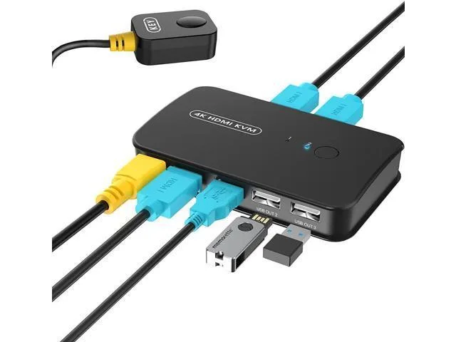 LORDWORLD LORDWORLD 2-Port HDMI KVM Switch 4K@30Hz with Wired Controller — product photo