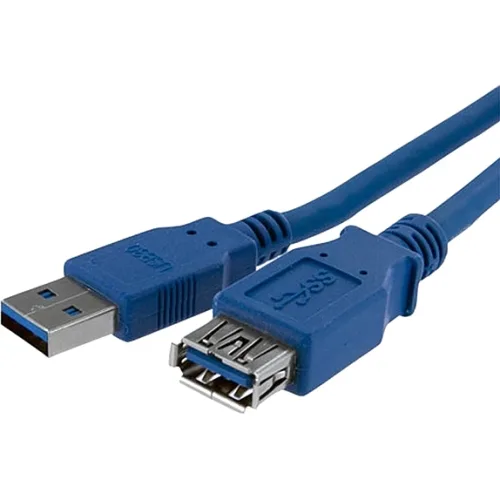 Blue USB 3.0 extension cable with Type A male to female connectors, 3.28 ft