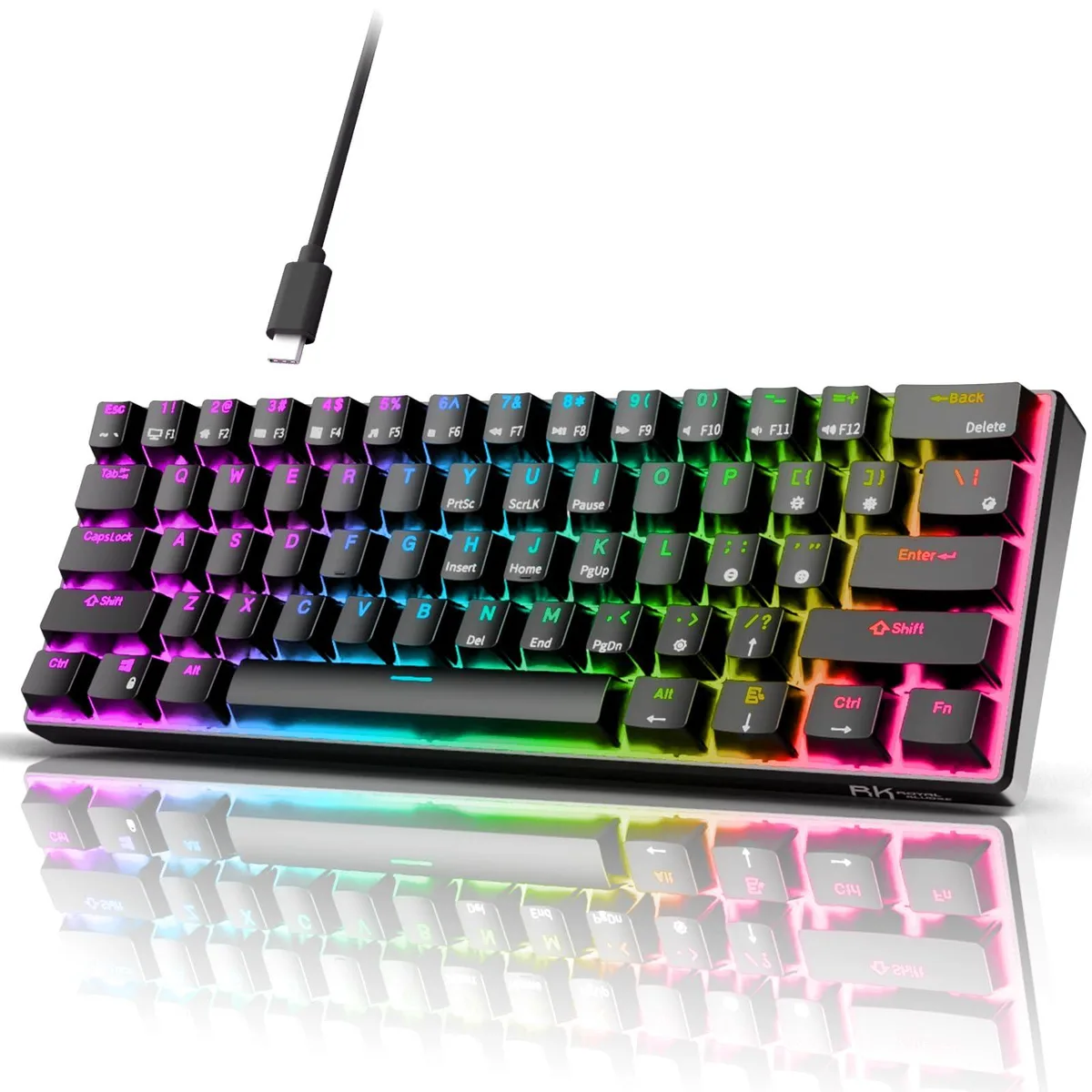  Redragon RK61 60% Wired Mechanical Gaming Keyboard Brown Switch Black — product photo