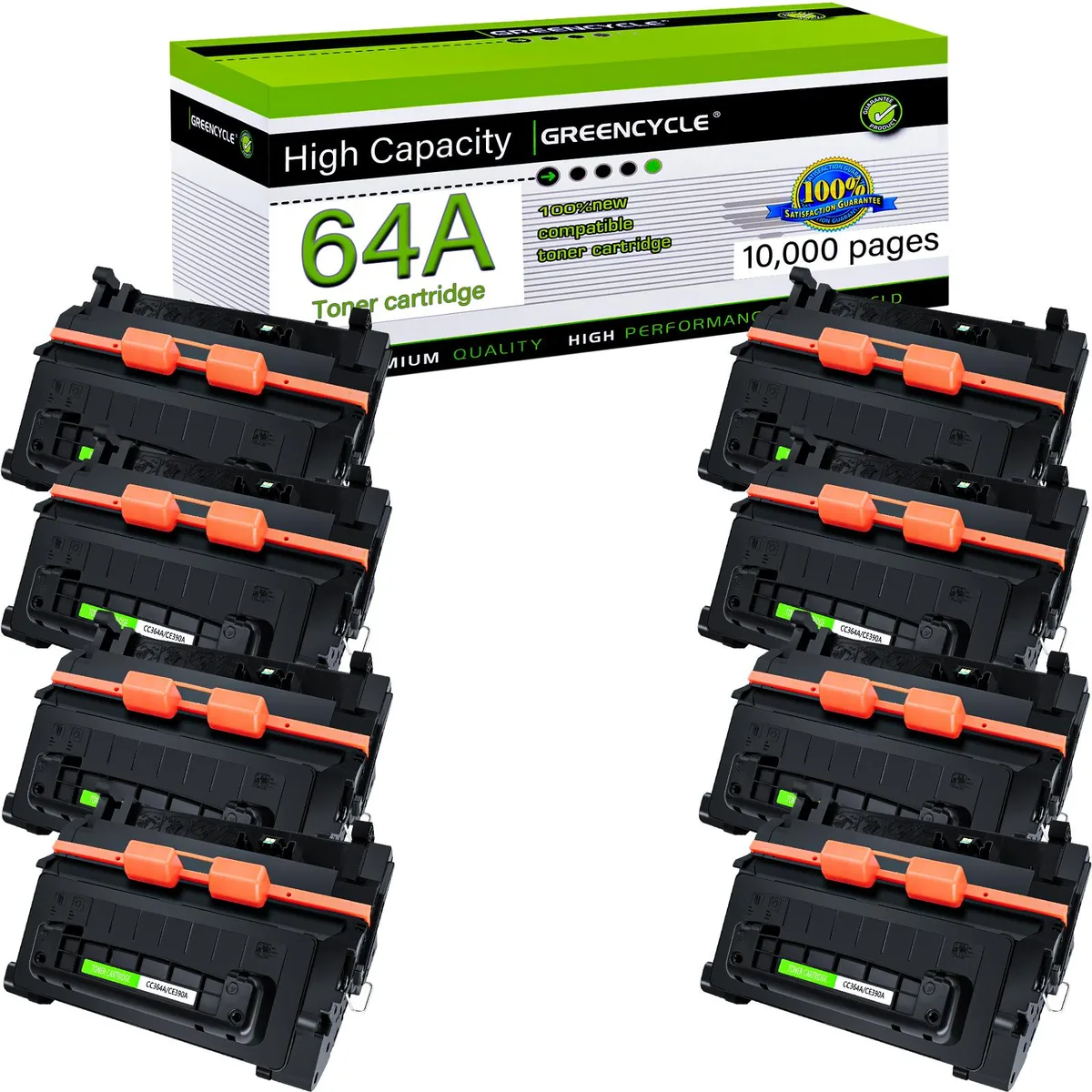 GREENCYCLE GREENCYCLE CC364A 64A Black Toner Cartridge 8 Pack — product photo