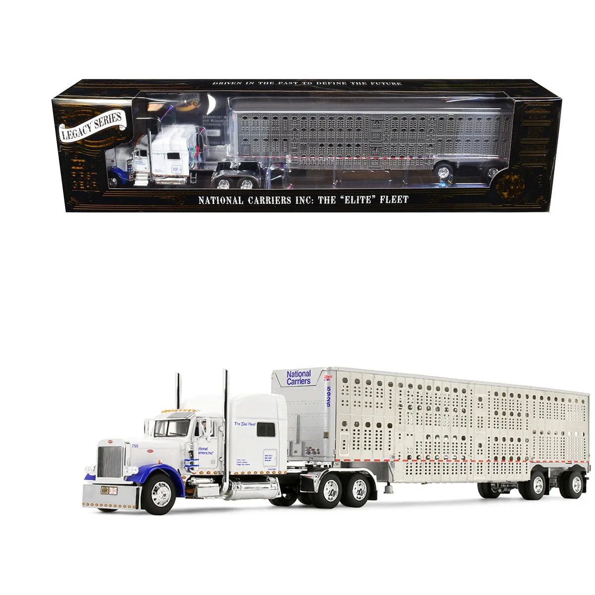 First Gear First Gear Peterbilt 379 70" Mid-Roof Sleeper Wilson Silverstar Livestock Trailer 1/64 Diecast — product photo