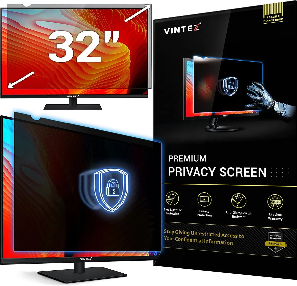 BFKK BFKK 32 Inch Privacy Screen Filter 16:9 Anti-Glare Anti-Scratch — product photo