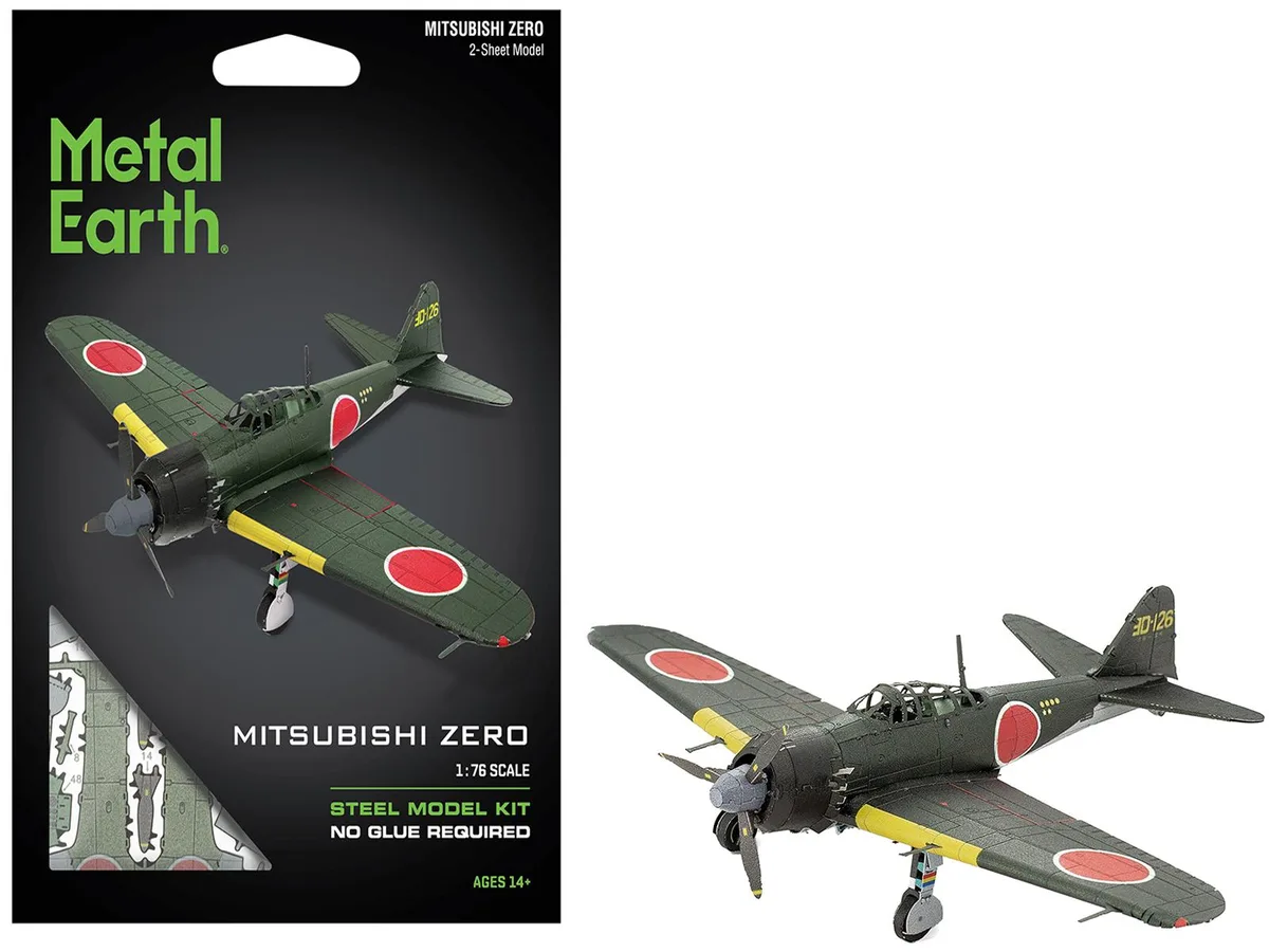 Metal Earth Metal Earth Mitsubishi A6M Zero Fighter Aircraft Steel Model Kit 57 Parts — product photo