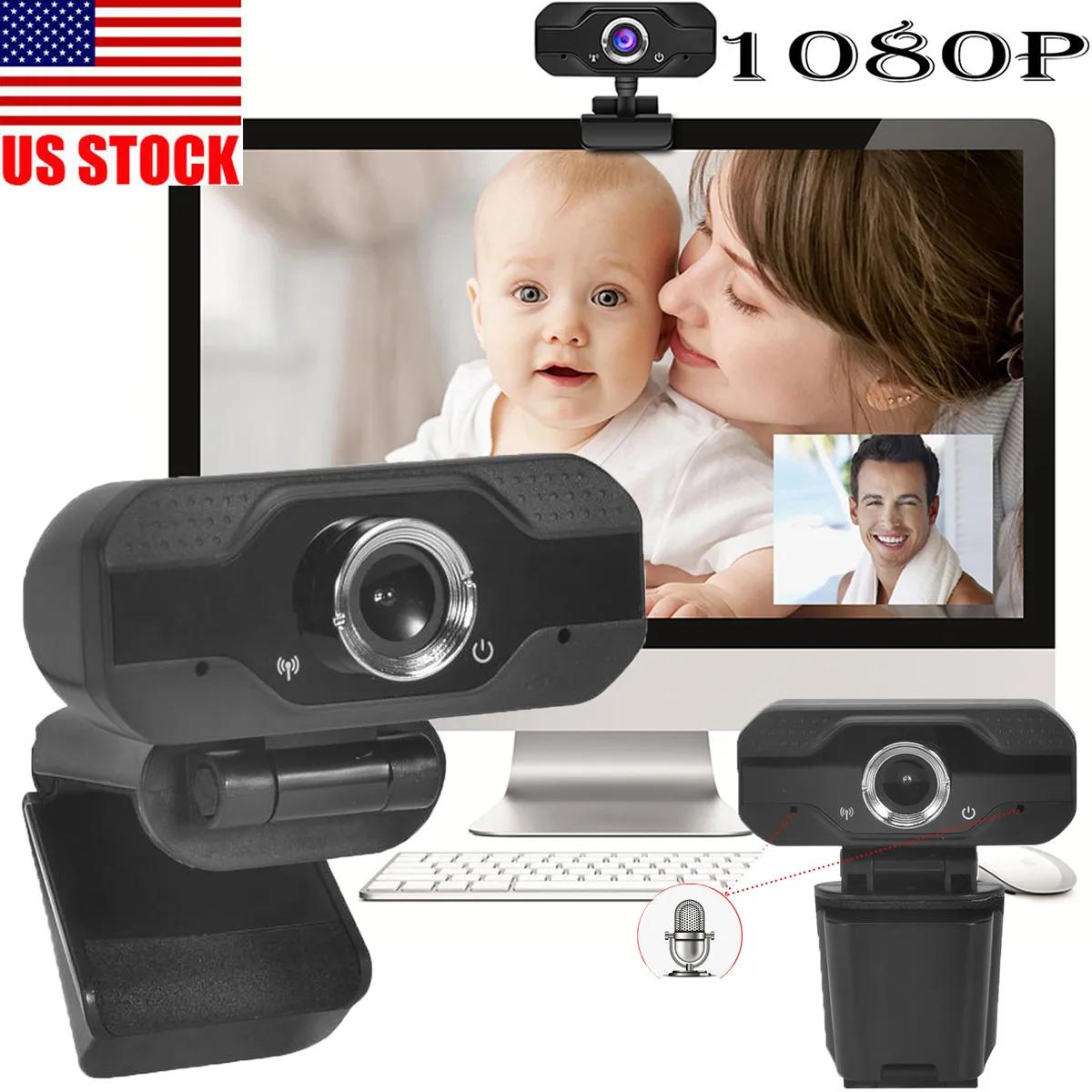 DDD Verlag DDD Verlag 1080P Webcam USB 2.0 30 fps 10 m Mic 360° Rotatable — product photo