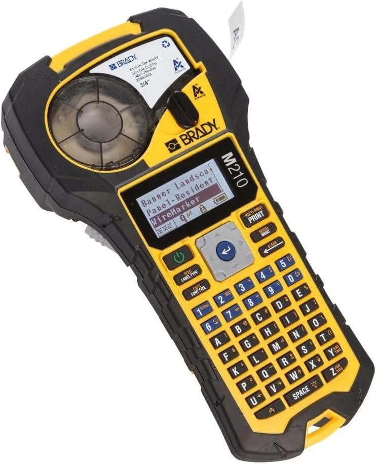 Brady Brady M210 Portable Label Printer, Yellow/Black, Rubber Bumpers — product photo