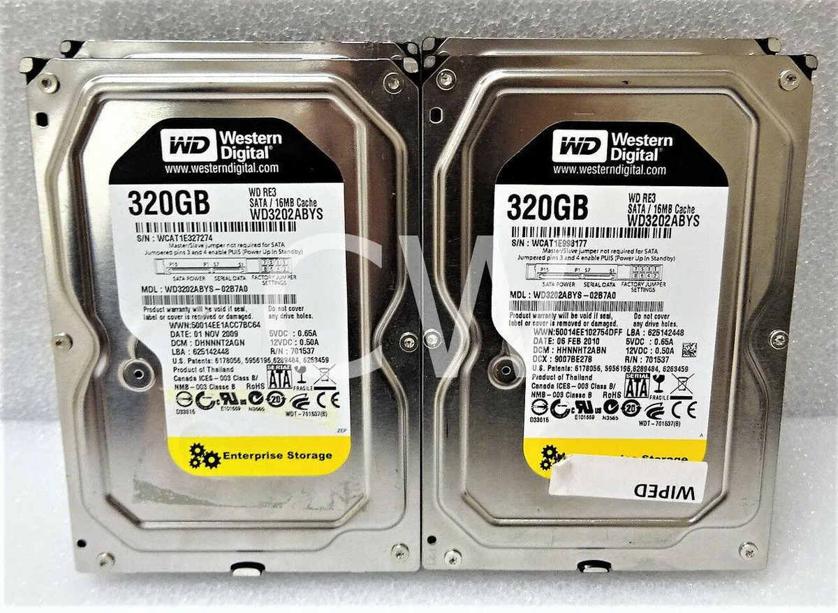 Western Digital Western Digital WD3202ABYS 320GB 7.2K 3G 3.5" SATA internal hard drive (AS IS) lot of 4 — product photo