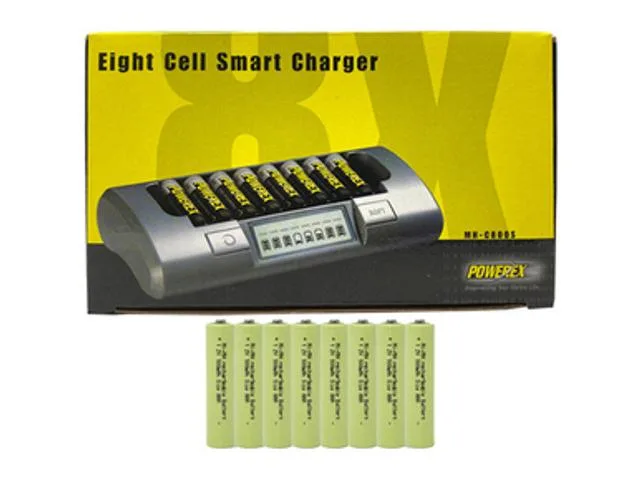 DUSLAN DUSLAN MH-C800S 8-slot charger with 8 AAA NiMH 900 mAh — product photo