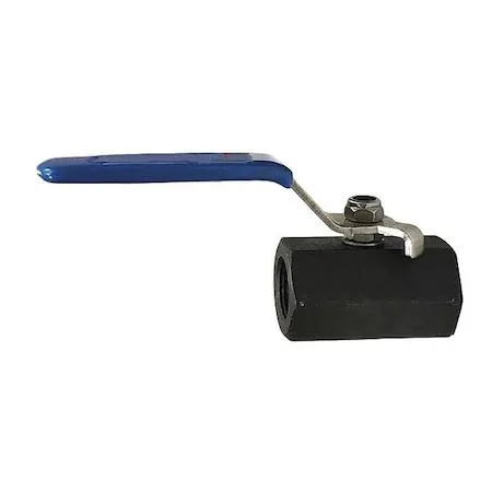 Carbon steel ball valve, straight inline body, silver metal finish