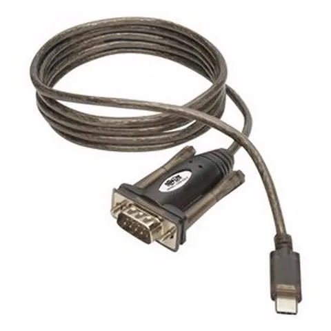 Black USB-C to DB9 serial adapter cable 5ft