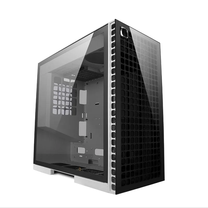 White mid-tower case with three tempered glass panels and steel frame