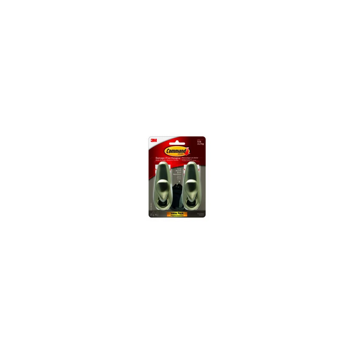 3M 3M FC13-BN-2ES Large Metal Hooks 2 Pack — product photo