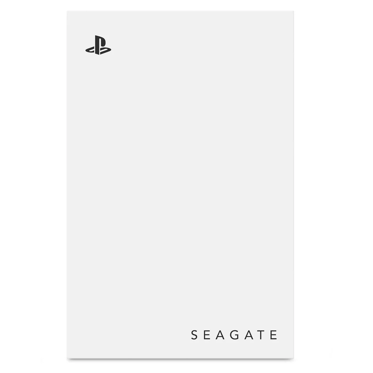 Compact rectangular external hard drive in dark matte finish with subtle PlayStation branding