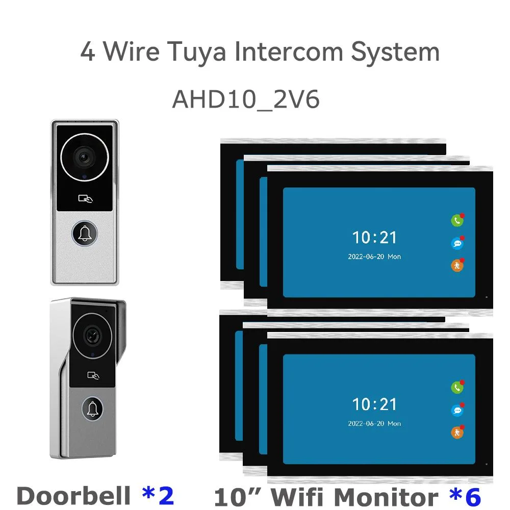 visiPower visiPower 10" 2MP 1080p Wired WiFi Video Doorbell Intercom System 2 doorbell + 6 monitor — product photo