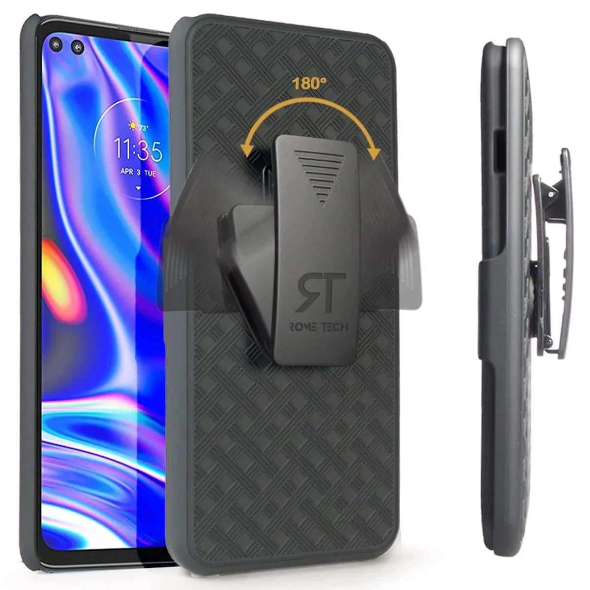 Rome Tech Rome Tech Moto One 5G Belt Clip Holster Case Black — product photo