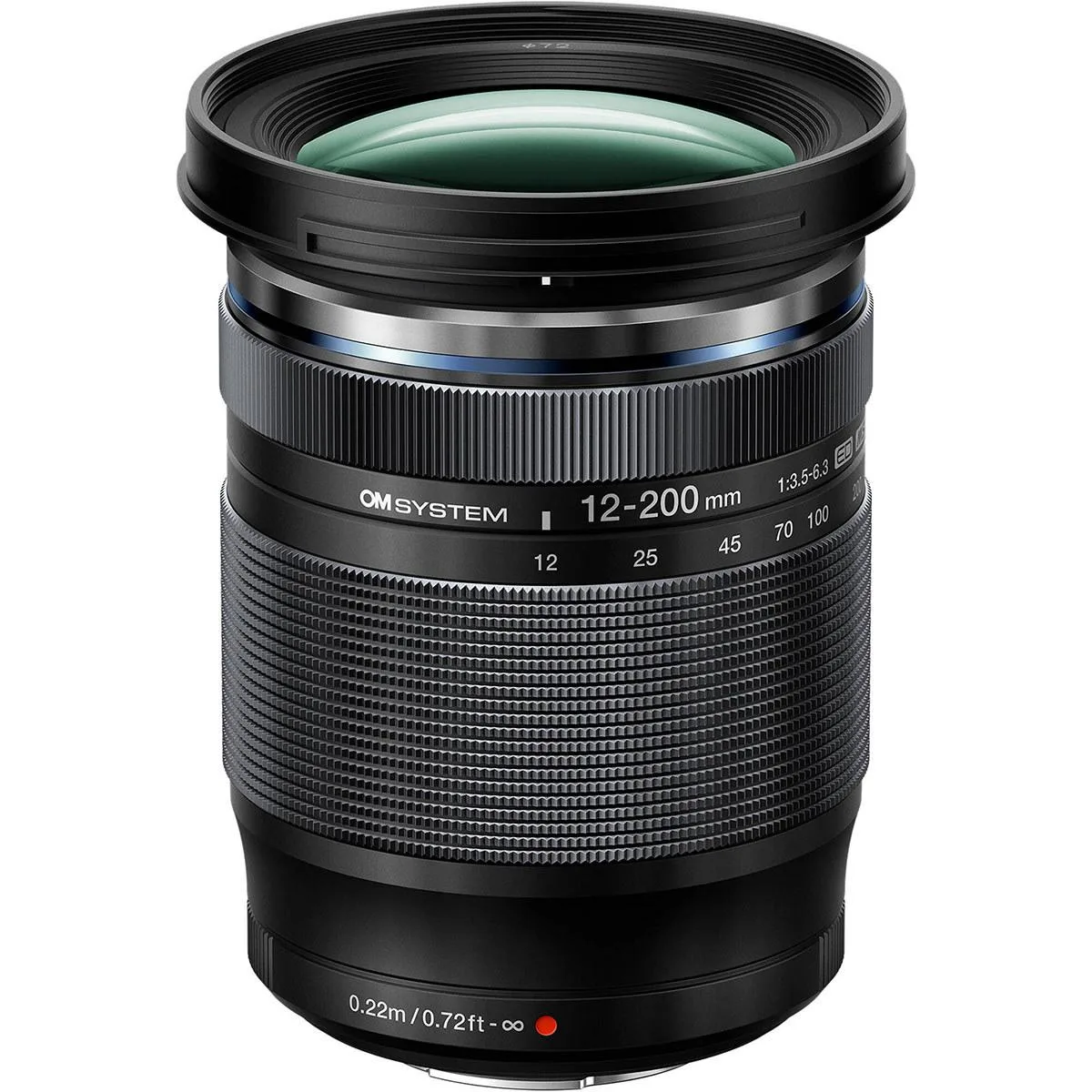 OM System OM System M.Zuiko Digital ED 12-200mm f/3.5-6.3 camera lens — product photo