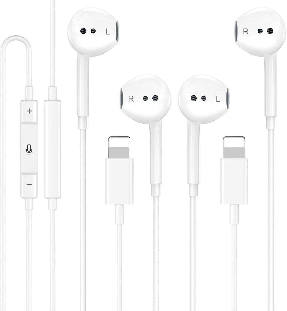 MAONO MAONO 2 Pack Wired Earbuds with Mic &amp; Volume Control (White) — product photo