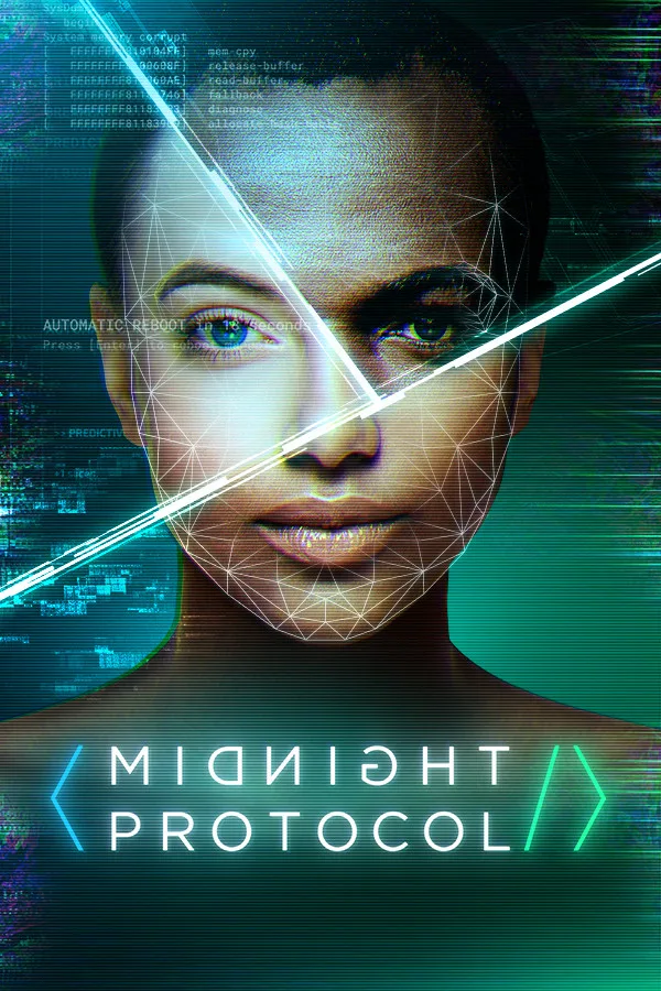 Digital download card for Midnight Protocol PC game showing keyboard hacker terminal interface