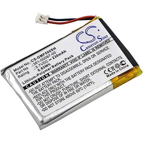 Small rectangular lithium-ion battery with gold connector contacts, matte black finish, 28.30 by 23.50 by 3.60 mm