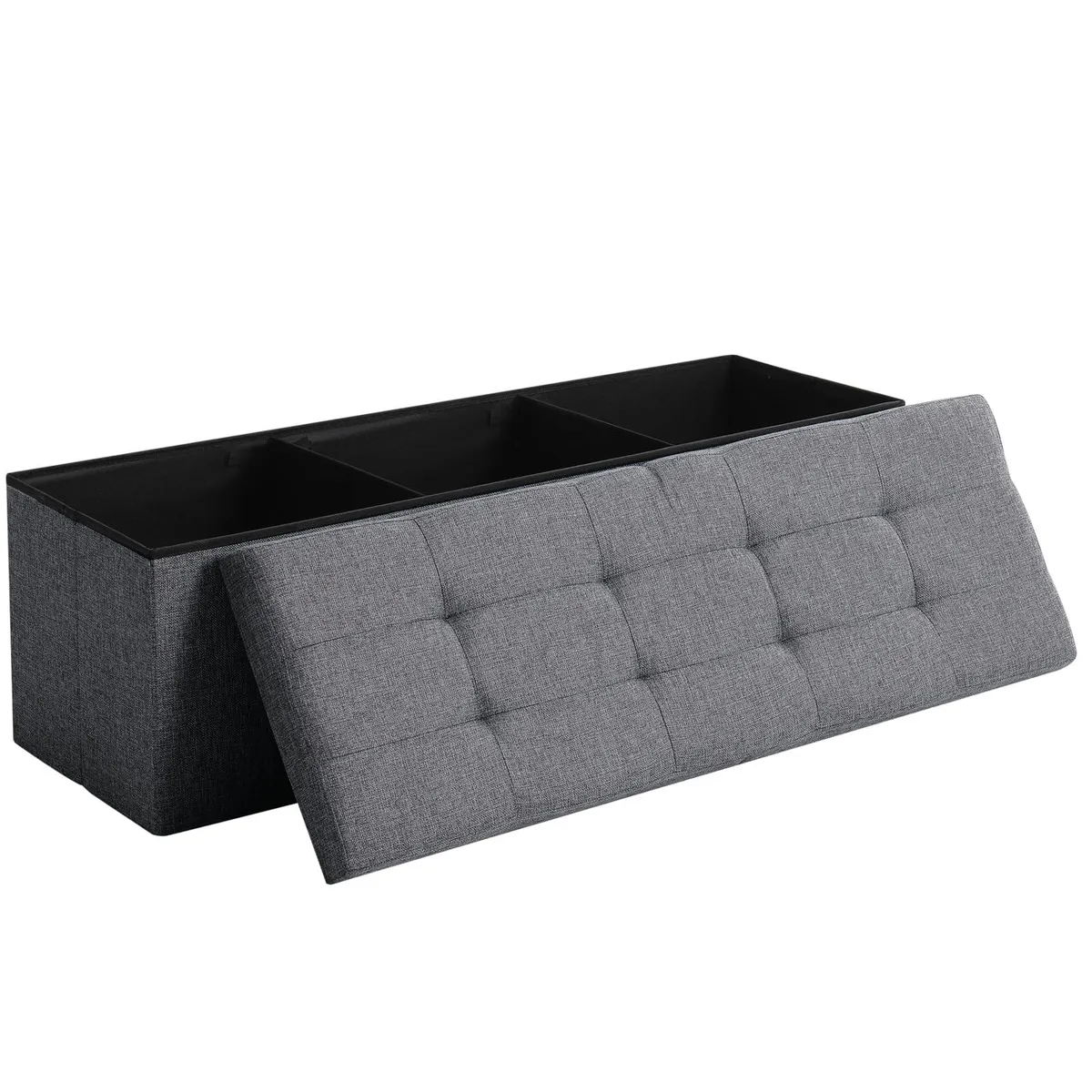 CUYOCA 45.3" Flip Storage Ottoman Bench Dark Grey — product photo