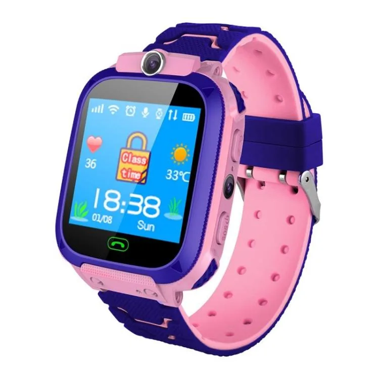 Pink square kids smartwatch with 1.44 inch colour screen and white strap