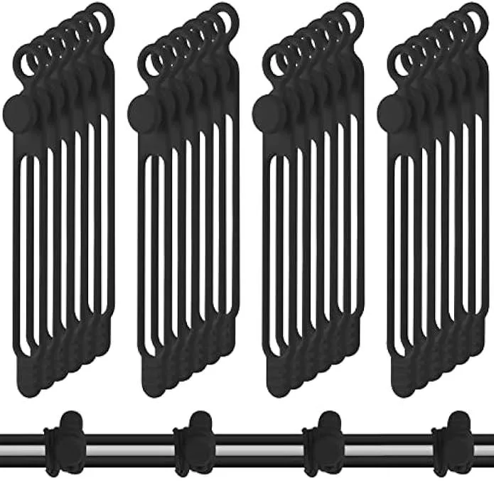 Forty black silicone cable ties with adjustable buckles, each 4.3 inches long and half an inch wide