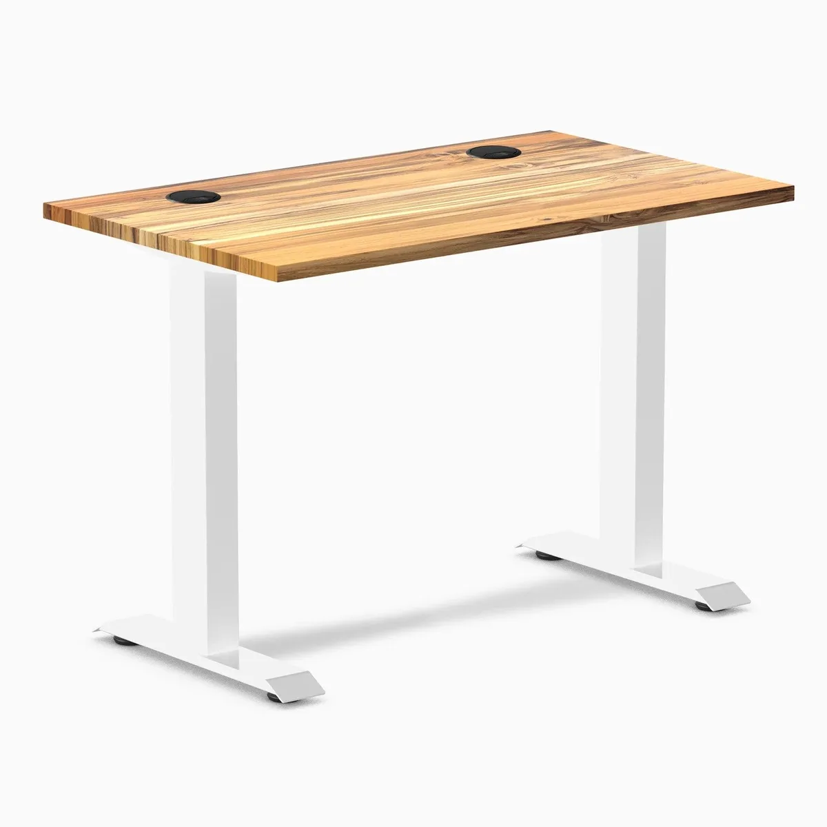 Desky Desky Zero Mini Hardwood Desk Teak White 40 x 24 in with Grommets — product photo