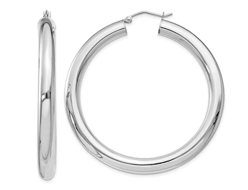 Sterling silver hoop earrings 5.0 mm thick 2 inches diameter 8.85 grams