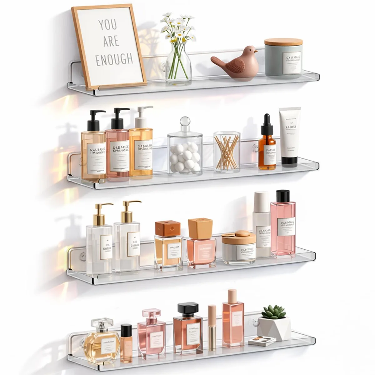  Lifewit 14" Acrylic Wall Shelf Clear 4 Pack — product photo