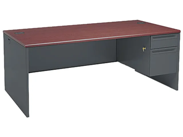HON HON 38293RNS 38000 Series Right Pedestal Desk 72w 36d 29h Mahogany/Charcoal office furniture — product photo