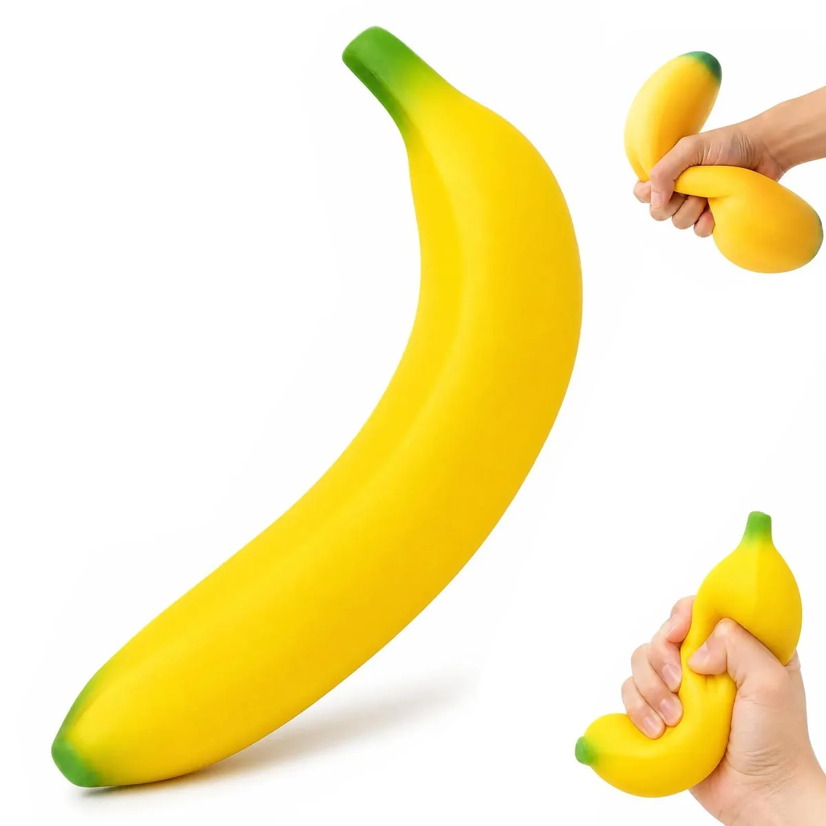 Yellow banana-shaped squishy toy, 6.89 inches, soft PU foam